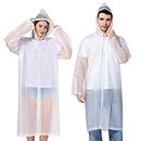 Raincoats EVA Rain Ponchos for Adults Reusable 2 Pack, Rain Coats with Hood for Women Men Travel Hiking Theme Park Camping Clear