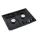 DOMETIC 9108917573 (50210) Drop-in Two-Burner 12V Cooktop with Wire Grate - Black, Piezo