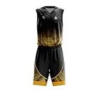 AKIBA Sublimation Print Basketball Jersey/Shirt with Shorts for Unisex ((40) Black