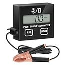 Small Engine Tachometer, Digital Tachometer Tach Gauge Reset Function Equipped with Clip, Inductive Hour Meter for 2 Stroke & 4 Stroke Small Engine, for Cropper Generator Lawn Mower RV ATV and More