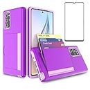 Asuwish Phone Case for Samsung Galaxy Note 20 Ultra Glaxay Note20 Plus 5G with Screen Protector Cover and Card Holder Stand Hybrid Cell Gaxaly Notes 20Ultra Note20+ U + 20+ Twenty Not S20 Men Purple