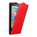 cadorabo Case works with Nokia Lumia 630/635 in APPLE RED - Flip Style Case with Magnetic Closure - Wallet Etui Cover Pouch PU Leather Flip