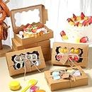 AUTOWRAP 20 piece Cookie Boxes with Window 9x6x2 Inch Kraft Bakery for Gift Giving Pastry Chocolate Donuts Muffins Dessert Party Favor (Brown)