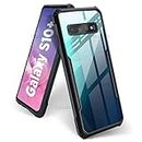 BASECASE Shock Proof Clear Hybrid Hard Back Case Mobile Cover for Samsung Galaxy S10+ S10 Plus (Jet Black)