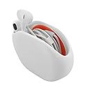 Geekria in-Ear Headset Smart Storage Box/Headphone Cable Storage Organizer/Earbuds Holder Case/Earphone Bobbin Winder Wrap/Cord Tangle-Free Portable Manager/Wire Keeper (White)
