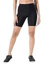 LYCOT Women's Nylon Cycling Plain Short for Activewear,Yoga,Gym Cricket, Football, Badminton, Swimming, Fitness & Other Outdoor - Black