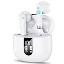 Wireless Earbuds, Bluetooth 5.3 Headphones in-Ear with CVC8.0 Noise Cancelling Mic, 40H Bluetooth Ear buds with 14.2mm Driver Stereo, Wireless Earphones IP7 Waterproof for Android/iOS, USB-C, White