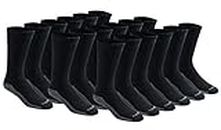 Dickies Men's Dri-Tech Moisture Control Crew Socks Multipack, Black (18 Pairs), 6-12