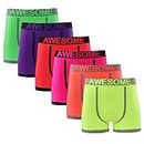 ITRAT Men's Awesome Seamless Fit Boxer Shorts NEON Stretchy Waistband, Soft Boxers Everyday Wear, Briefs Sports Comfortable Mens Underwear (S-Yellow-pink-green)