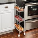 3-Basket Slim Rolling Wire Cart by Honey-Can-Do in White