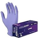 MEDSTOCK Violet Nitrile Gloves, High Medical Grade, Chemical Resist, Disposable, Powder & Latex-Free, Non-Sterile, Textured Fingertips, Beaded Cuff, Ambidextrous, 3.5 grams, Small - 100 pcs