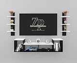 Zanaatopedia TV Entertainment Unit with Speaker Holder/TV Stand Wall Mount/Engineered Wood TV Panel/Set-Up Box Holder/TV Cabinet for 43" LCD(Tv Unit 32x 8 with 2 Ladder) Colour (W & B)