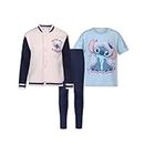 Disney Lilo and Stitch Boys Bomber Jacket, T-Shirt and Legging Set for Toddlers and Big Kids Blue/Beige/Navy, Blue/Beige/Navy, 6