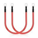 WUISOLQP Battery Cable,2Pcs 30CM M8 Car Battery Cables,Red Auto Battery Charger Cable Leads with M8 Ring Terminals Copper Wire for Auto, Truck, Motorcycle, Solar, RV, Marine