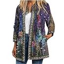 AMhomely Coats for Women Clearance Women's Ethnic Jacket O-Neck Full Sleeve Cardigan Vintage Print Lightweight Coat Ladies Casual Coats Jackets Fall Trench Coats Outerwear Sale