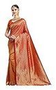 EthnicJunction Women's Kanjeevaram Silk Blend Half and Half Saree with Blouse Piece (Red and Mustard)