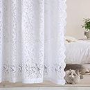 ALIGOGO White Lace Curtains 84 inches Long-Vintage Floral Luxury Lace Sheer Curtains for Living Room 2 Panels Rod Pocket 52 W x 84 L Inch,White