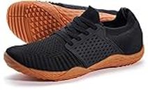 WHITIN Women's Low Zero Drop Shoes Minimalist Barefoot Trail Running Camping Size 9-9.5 Wide Toe Box for Female Lady Fitness Gym Workout Sneaker Tennis Lightweight Walking Athletic Black Gum 40