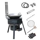 GAESHOW Camping Wood Stove, Cast Iron Outdoor Wood Burning Stove, Portable Detachable Charcoal Outdoor Cooking Stove with Chimneys, Tent Stove Wood Burner for BBQ Picnic, Hiking, Camping Heating