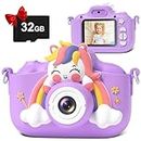 Hangrui Kids Camera, Kids Digital Camera for Girls with 32GB Card, 20MP 1080P Camera for Kids with Tripod,Shockproof Childrens Camera Girl Toys Christmas Birthday Gifts for 3-8 Year Old Girls Boys