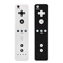 Wii Controller 2 Pack, Wii Remote Controller Compatible with Nintendo Wii and Wii U, Wii Controller with Silicone Case and Wrist Strap(No Motion Plus)