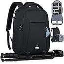 Camera Backpack, Professional Camera Bag for DSLR SLR Waterproof 14 Inch Laptop Backpack with Rain Cover & Tripod Holder Anti Theft Camera Case Large Photography Backpack for Men Women, Black