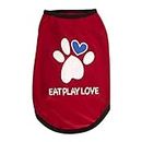 Lulala Printed Pet Shirt Summer Pet T Shirt Cool Puppy Dog T-Shirts Soft Breathable Dog Sweatshirt for Small Medium Dogs Cats (Heart Love Paw Pattern (Red, 24 INCH)