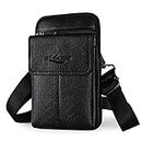 Waist Phone Purse Pouch, Crossbody Cell Phone Bag Waterproof, 6.5" Small Leather Cellphone Shoulder Bag for Men Travel Outdoor Sport Multi Pocket Zipper Smartphone Wallet Purse with Removable Strap