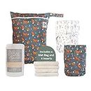 LA PETITE OURSE 2 One-Size Reusable Pocket Diapers With 4 Bamboo Inserts, 1 Wet bag and 1 Biodegradable Liner Roll (100 sheets) per - The Perfect Trial Kit - Little Fox
