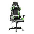 Gaming Chair, Racing Style Office High Back Ergonomic Conference Work Chair Reclining Computer PC Swivel Desk Chair with Headrest&Lumbar Cushion 170 Degree Reclining Angle (Green)