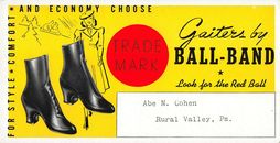 Gaiters by Ball-Band, Women's Shoes,  Early Advertising Ink Blotter
