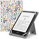 MoKo Étui Universel pour 6" 6.8" 7" Kindle eReaders Fire Tablette-Kindle/Kobo/Voyaga/Lenovo/Sony Kindle E-Book E-Reader Tablette, Coque en PU avec Support Réglable et Dragonne, Fleur