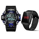 GOLDENIZE FASHION Multi Functional Outdoor Sports Multicolor Digital Dial Boy's Men's Watch | Pack of 2 (Blue)