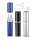 Atomizador Perfume Recargable, 6ml Mini dispensadores portátiles de la Botella Pulverizador Perfume para Perfume & Aftershave para Viaje Bolso con Embudo y Pipeta (6ml (negro plata azul oscuro))
