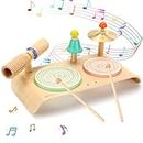 wingyz Kids Drum Set, Baby Musical Instruments Toys for Toddlers 1-3 Year Old, 6 in 1 Wooden Musical Table Top Drum Kit Play Set, Educational Percussion Drum Sensory Toys Montessori Toys for Kids