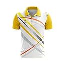 TRIUMPH Men's Regular Fit Quick-Dry Golf Polo Shirt Sports Short Sleeve Printed Golf Polo Shirts for Men Athletic Casual Collared Polyester T-Shirts Tops Size M White Yellow