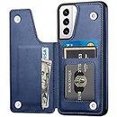 Aoksow Galaxy S21 Case, Samsung S21 Wallet Case with Card Holder Soft PU Leather Protective Phone Case for Samsung Galaxy S21 (Blue)
