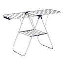 SONGMICS Clothes Drying Rack, Laundry Rack, Free-Standing Indoor Airer, 21.7 x 58.3 x 39.4 Inches, Silver and Blue ULLR52BU