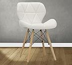 Finch Fox Eames Replica Faux Leather Dining Chair in White Color