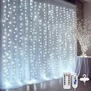 DazSpirit 3Mx3M 300 LED Guirnalda de luces de cortina, luces de cortina USB decorativas con 8 modos de iluminación, impermeable para interiores y exteriores, fiesta de Navidad, dormitorio (Blanco)