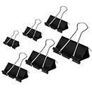 DSTELIN Binder Clips Paper Clamps Assorted Sizes 100 Count (Black), X Large, Large, Medium, Small, X Small and Micro, 6 Sizes in One Pack, Meet Your Different Using Needs.