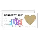 AWSICE Concert Ticket Scratch Reveal Card，1 Set Make Your Own DIY Gig Ticket, Surprise Reveal Card Gift for Holiday, Christmas, Wedding, Birthday, Anniversary, Party Supply(3.5"x8" Gold)-C010