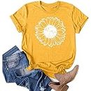 Sunflower Shirts for Women Plus Size Faith Tops Summer Short Sleeve Loose Casual T Shirt Junior Teen Girls Graphic Tees
