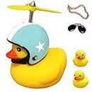 ACEDOAMARE Duck Bike Bell, Cute Rubber Yellow Duck Bicycle Accessories with LED Light Propeller Helmet Squeeze Horns for Adults Kids Children Cycling Motorcycle Handlebar Bicycle (Blue Star)