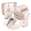 Packing Cubes for Travel, VITON 8 Pcs Travel Packing Cubes for Suitcases Lightweight Travel Essential Bag with Toiletries Bag for Clothes Shoes Cosmetics Toiletries, For 18-32'' luggage (Beige)