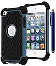 Bastex Hybrid Armor Case for Apple iPod Touch 4, 4th Generation - Blue+BlackINCLUDES Stylus
