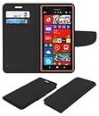 ACM Mobile Leather Flip Flap Wallet Case Compatible with Nokia Lumia 1520 Mobile Cover Black