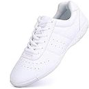 Mfreely Cheer Shoes for Women White Cheerleading Athletic Dance Shoes Flats Girls Tennis Walking Sneakers, White (Women Size), 7.5 US