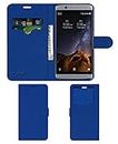 ACM Leather Window Flip Wallet Front & Back Case Compatible with Zte Axon 7 Mini Mobile Cover Blue