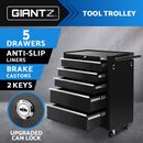 Giantz 5 Drawers Tool Box Chest Cabinet Trolley Box Garage Storage Toolbox Black